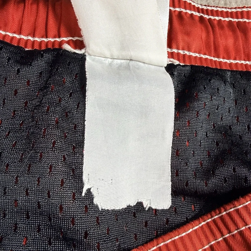 VTG Nike Y2K Swim Trunks Shorts Mens XL Red Black Striped Mesh‎ Lining Board